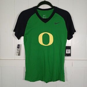 Nike Oregon Ducks T-Shirt Men XS Green Black V-Neck Raglan 36034X-OD1